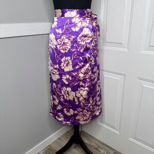 Japna Women's Hawaiian Tropical Aloha Wrap Skirt Size L Midi Skirt